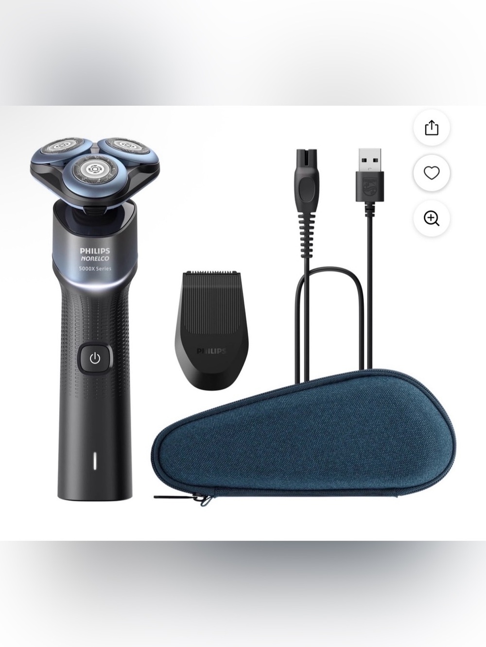New Philips Norelco 5000 Series Electric Shaver - Black & Blue